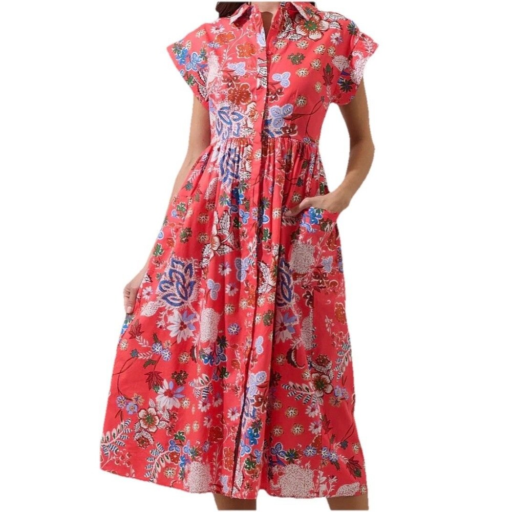 Sugarlips Oreanna Floral Grenola Midi Dress Size M Cottagecore Boho Resort NWT - Picture 2 of 12